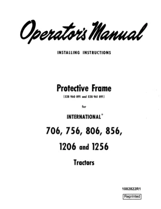 Case IH Protective Frame (528 960 R91 and 528 961 R91) for International 706 756 806 856 1206 and 1256 Tractors Operator