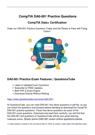 Updated DA0-001 Exam Questions - Your Preparation Solution to Achieve Success