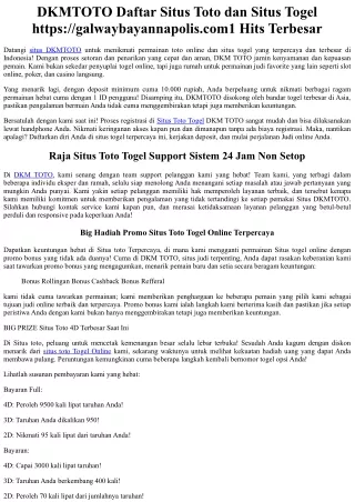DKMTOTO Daftar Situs Toto dan Situs Togel #1 Hits Terbesar