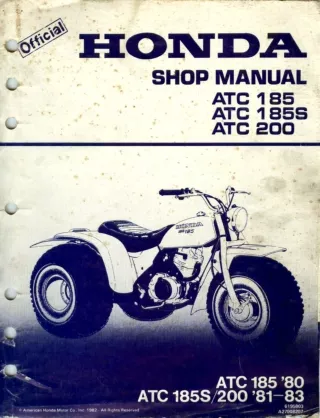 1982 Honda ATC185S 3 Wheel Service Repair Manual