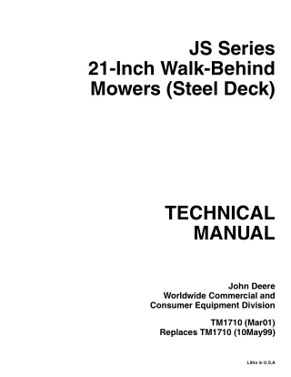 John Deere JS Series 21-Inch Walk-Behind Mower Service Repair Manual