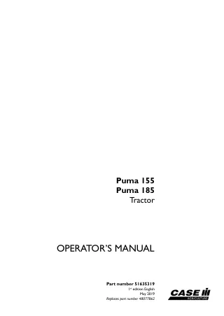 Case IH Puma 155 Puma 185 Tractor Operator’s Manual Instant Download (Publication No.51635319)