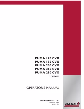 Case IH PUMA 170CVX PUMA 185CVX PUMA 200CVX PUMA 215CVX PUMA 230CVX Tractors Operator’s Manual Instant Download (Publica