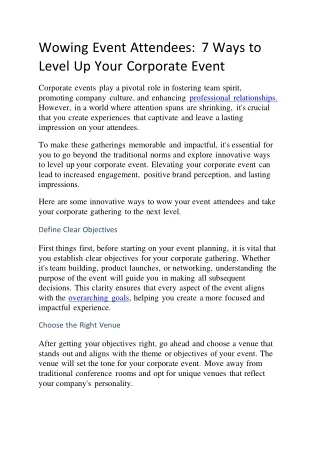 Wowing Event Attendees: 7 Ways to Level Up Your Corporate Event