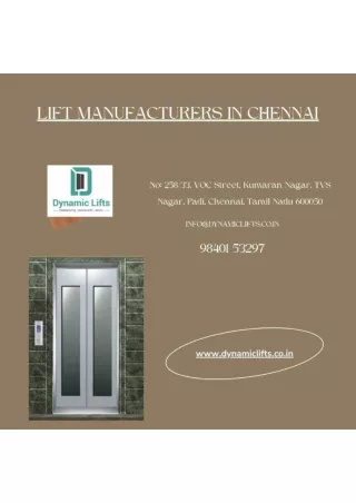 Lift Manufacturers in Chennai