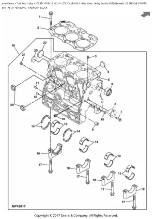 John Deere XUV Gator Utility Vehicle 855D (Diesel) Parts Catalogue Manual (PC9959)