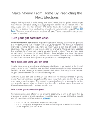 Make Money From Home By Predicting the Next Elections