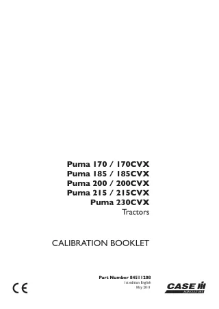 Case IH Puma 170170CVX Puma 185185CVX Puma 200200CVX Puma 215215CVX Puma 230CVX Tractors Operator’s Manual Instant Downl