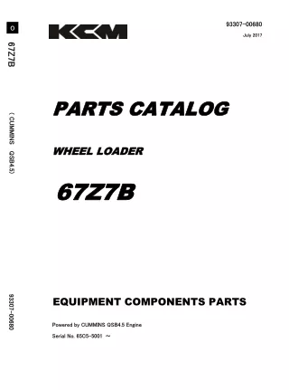 Kawasaki 67Z7B WHEEL LOADER Equipment Components Parts Catalogue Manual (Serial No. 65C5-5001 and up)