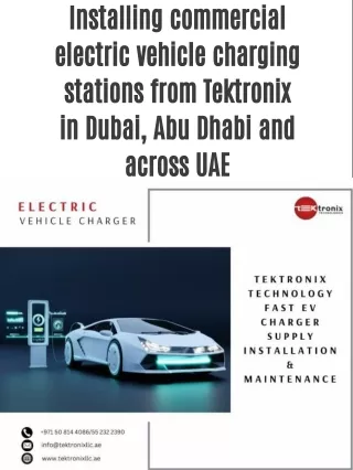 Installing commercial electric vehicle charging stations from Tektronix in Dubai, Abu Dhabi and across UAE