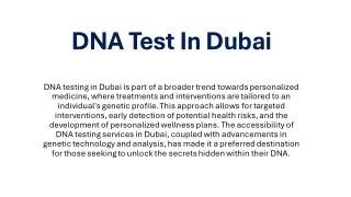 DNA Test In Dubai