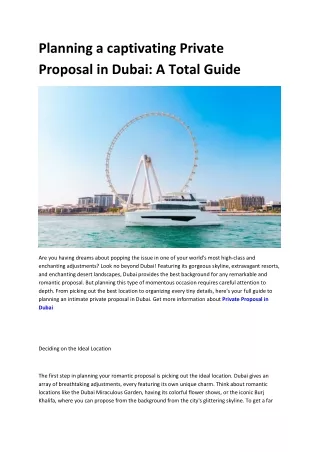 Romantic proposal spots in Dubai