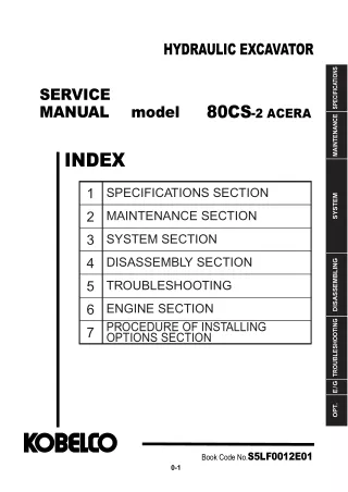 KOBELCO 80CS-2 ACERA HYDRAULIC EXCAVATOR Service Repair Manual