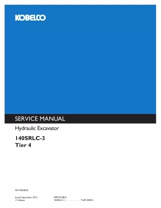 KOBELCO 140SRLC-3 HYDRAULIC EXCAVATOR Service Repair Manual