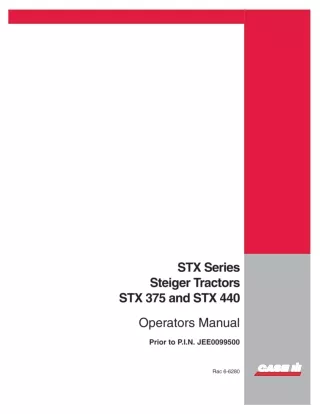 Case IH STX Series Steiger STX375 and STX440 Tractors Operator’s Manual Instant Download (Publication No.6-6280)