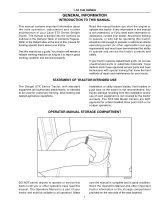 Case IH STX Series Steiger STX375 STX425 STX450 STX500 Quadtrac Tractors Operator’s Manual Instant Download (Publication