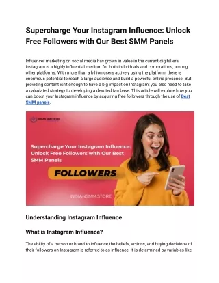 Supercharge Your Instagram Influence_ Unlock Free Followers with Our Best SMM Panels