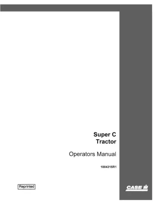 Case IH Super C Tractor Operator’s Manual Instant Download (Publication No.1004315R1)