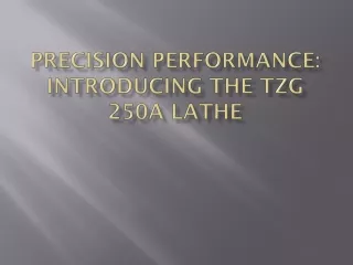 Precision Performance with Poraba TZG 250A