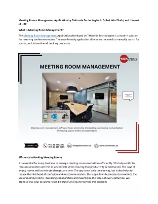 Meeting Room Booking App Developed by Tektronix Technologies in Dubai