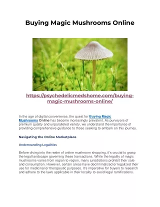 Buying Magic Mushrooms Online