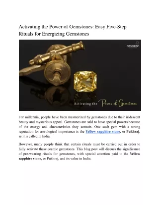 Activating the Power of Gemstones: Easy Five-Step Rituals for Energizing Gemston