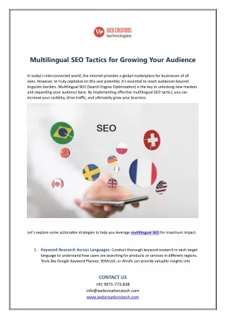 Multilingual SEO Tactics for Growing Your Audience