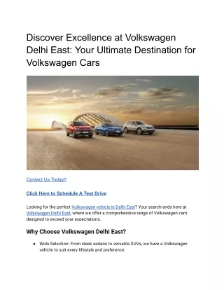 Discover Excellence at Volkswagen Delhi East_ Your Ultimate Destination for Volkswagen Cars