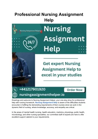 Nursing Assignment Help By Professional