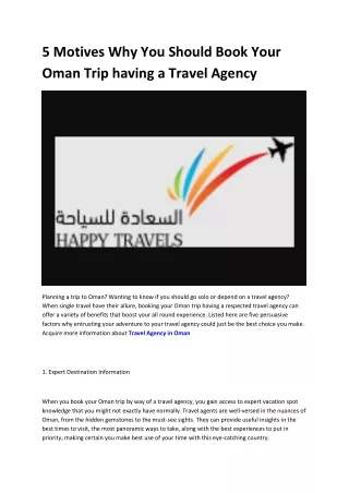 Travel Agency in Oman