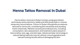 Henna Tattoo Removal In Dubai
