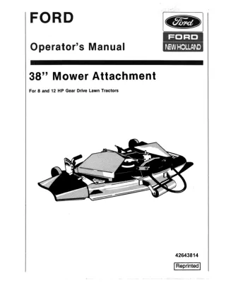 Ford New Holland 38 Mower Attachment for 8 and 12 HP Gear Drive Lawn Tractors Operator’s Manual Instant Download (Public