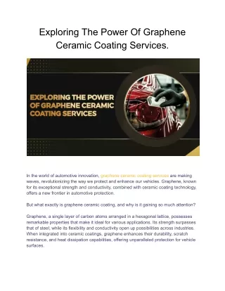 Exploring The Power Of Graphene Ceramic Coating Services