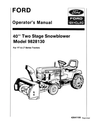 Ford New Holland 40 Two Stage Snowblower for YT & LT Series Tractors Operator’s Manual Instant Download (Publication No.