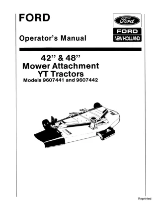 Ford New Holland 42 & 48 Mower Attachment for YT Tractors Operator’s Manual Instant Download (Publication No.42644223)