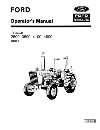 Ford New Holland 2600 3600 4100 4600 Tractors Operator’s Manual Instant Download (Publication No.42260040)