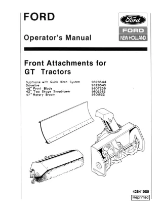 Ford New Holland Front Attachments for GT Tractors Operator’s Manual Instant Download (Publication No.42641080)