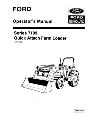 Ford New Holland Series 7109 Quick Attach Farm Loader Operator’s Manual Instant Download (Publication No.42710911)