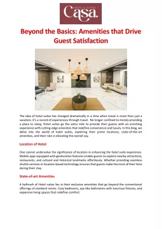 Beyond the Basics: Amenities that Drive Guest Satisfaction