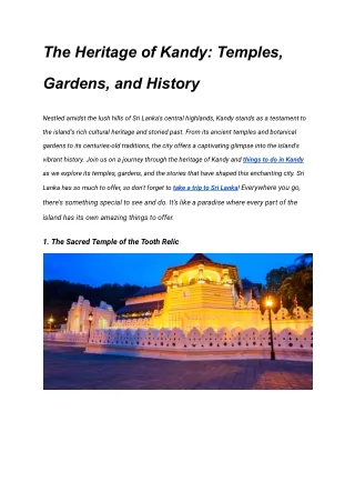 The Heritage of Kandy_ Temples, Gardens, and History