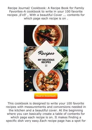 (❤️pdf)full✔download Recipe Journal/ Cookbook: A Recipe Book for Family Fav