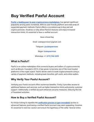 Top Place To Buy Verified Paxful Account