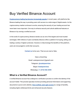 Where To Buy Verified Binance Account In 2025