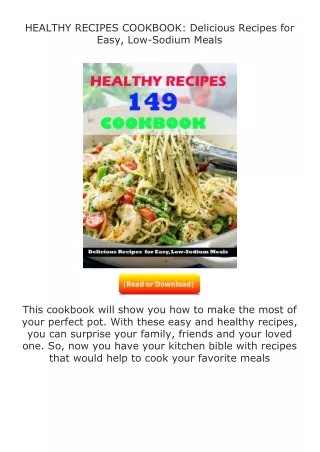 Download⚡ HEALTHY RECIPES COOKBOOK: Delicious Recipes for Easy, Low-Sodium