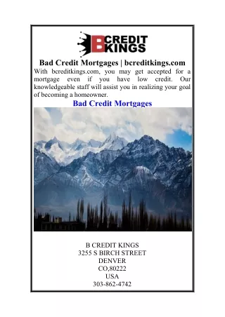 Bad Credit Mortgages  bcreditkings.com