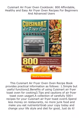 [PDF]❤READ⚡ Cuisinart Air Fryer Oven Cookbook: 800 Affordable, Healthy and