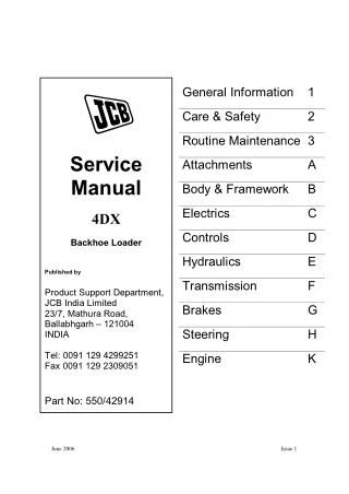 JCB 4DX Backhoe Loader Service Repair Manual Instant Download