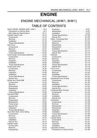 JCB Isuzu 4HK1, 6HK1 Engine Service Repair Manual Instant Download