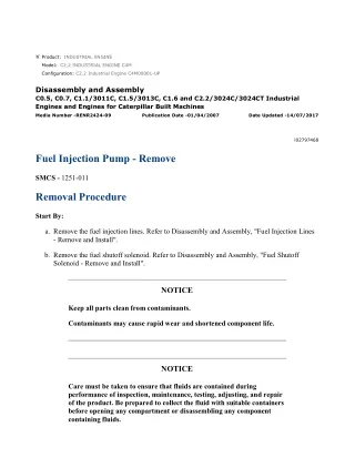 Caterpillar Cat C2.2 Industrial Engine (Prefix C4M) Service Repair Manual Instant Download (C4M00001 and up)