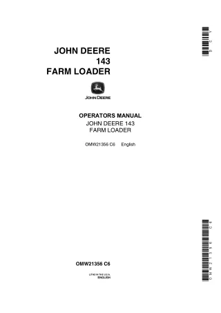 John Deere 143 Farm Loader Operator’s Manual Instant Download (Publication No. OMW21356)